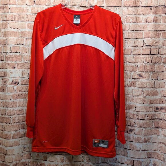 Nike Dri-Fit Defender Red with White Long Sleeve Size Med - Picture 1 of 10